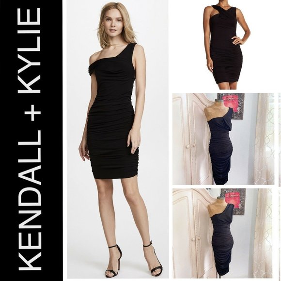 🆕KENDALL + KYLIE Off Shoulder Twist Ruched Dress - Picture 1 of 9